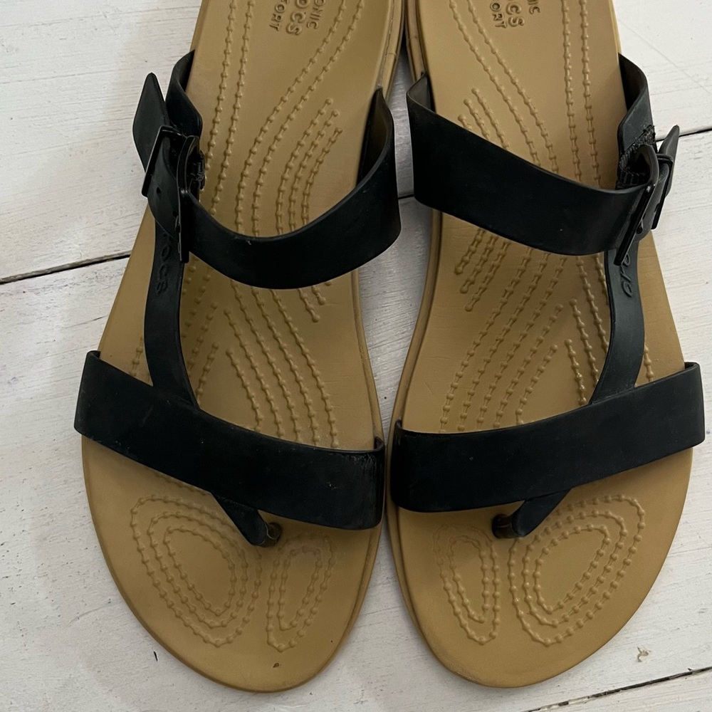 CROCS Iconic Comfort Black slip-on Sandals with Adjustable Straps without box